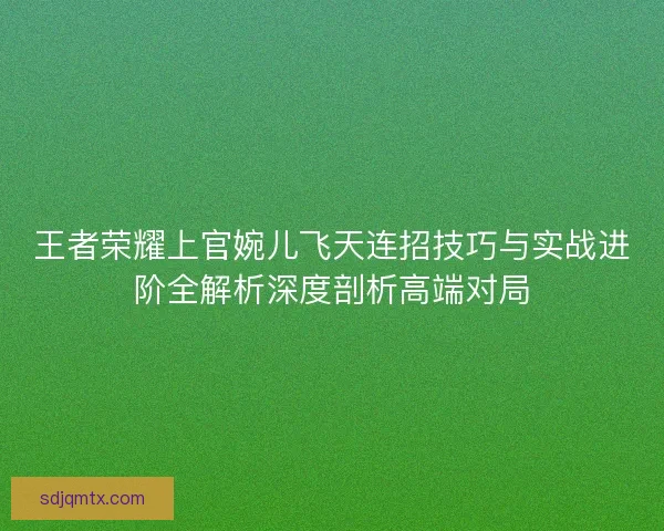 王者荣耀上官婉儿飞天连招技巧与实战进阶全解析深度剖析高端对局