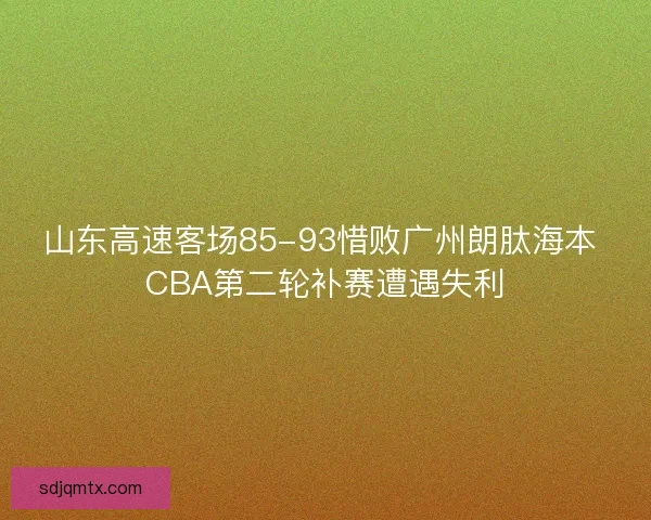 山东高速客场85-93惜败广州朗肽海本 CBA第二轮补赛遭遇失利